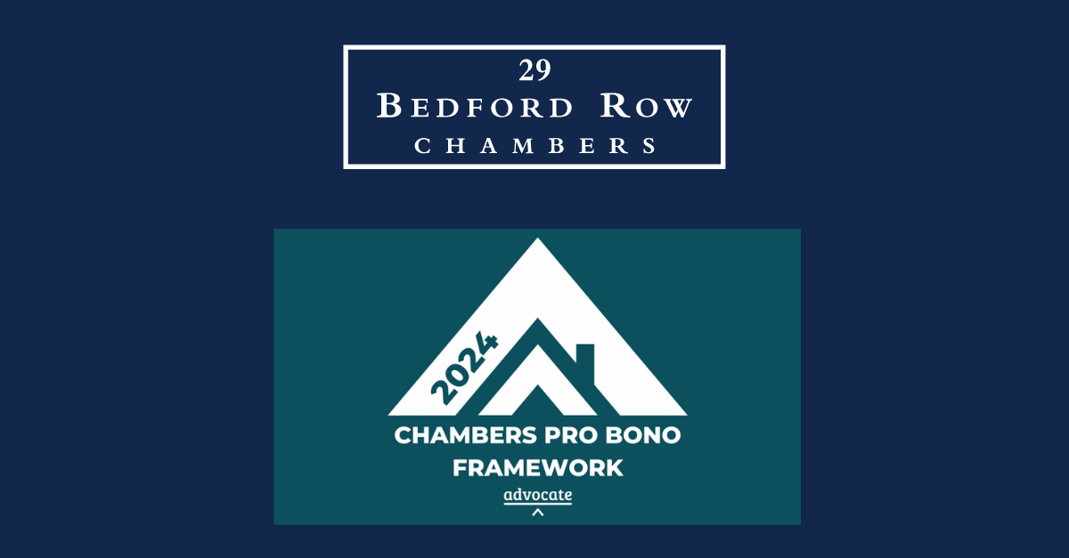 29 Bedford Row has signed up to Advocate’s Chambers Pro Bono Framework.