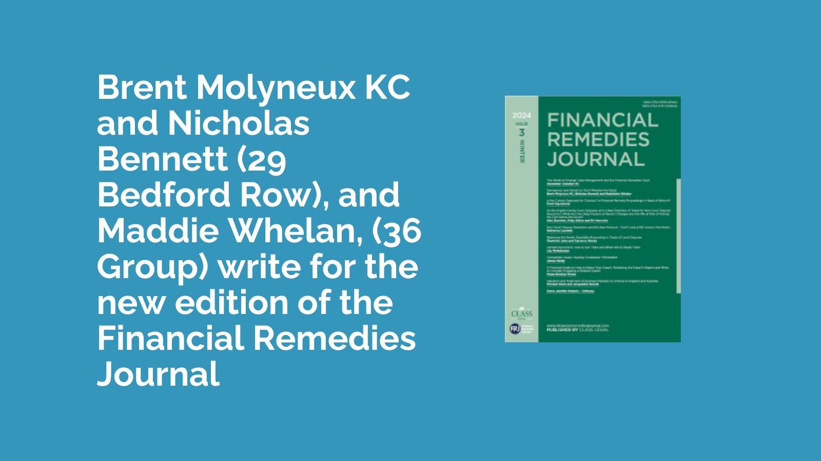 New issue of Financial Remedies Journal (Winter 2024) out now