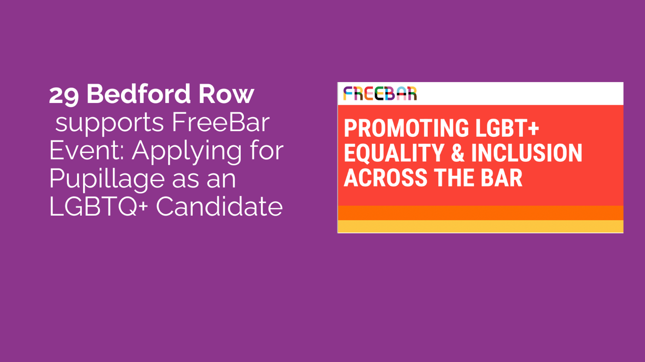 FreeBar Event: Applying for Pupillage as an LGBTQ+ Candidate